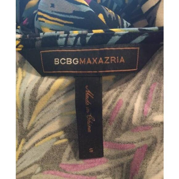 BCBGMaxAzria Blue & Purple Multi Feather Print Dress Sz Small - Picture 3 of 6